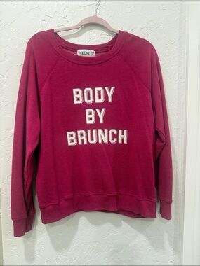 Wildfox Raspberry Crewneck Sweatshirt with White Lettering